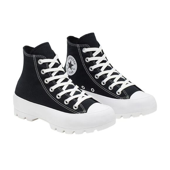 Converse Lugged Chuck Taylor All Star Sneakers High Top Platform Black White 7 - Picture 1 of 7